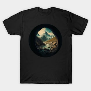 Mountains and Travel rounded graphic design T-Shirt